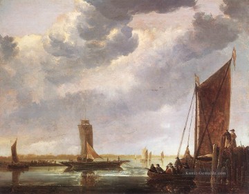  Szenerie Kunst - Der Ferry Boot Seestück Szenerie Aelbert Cuyp maler